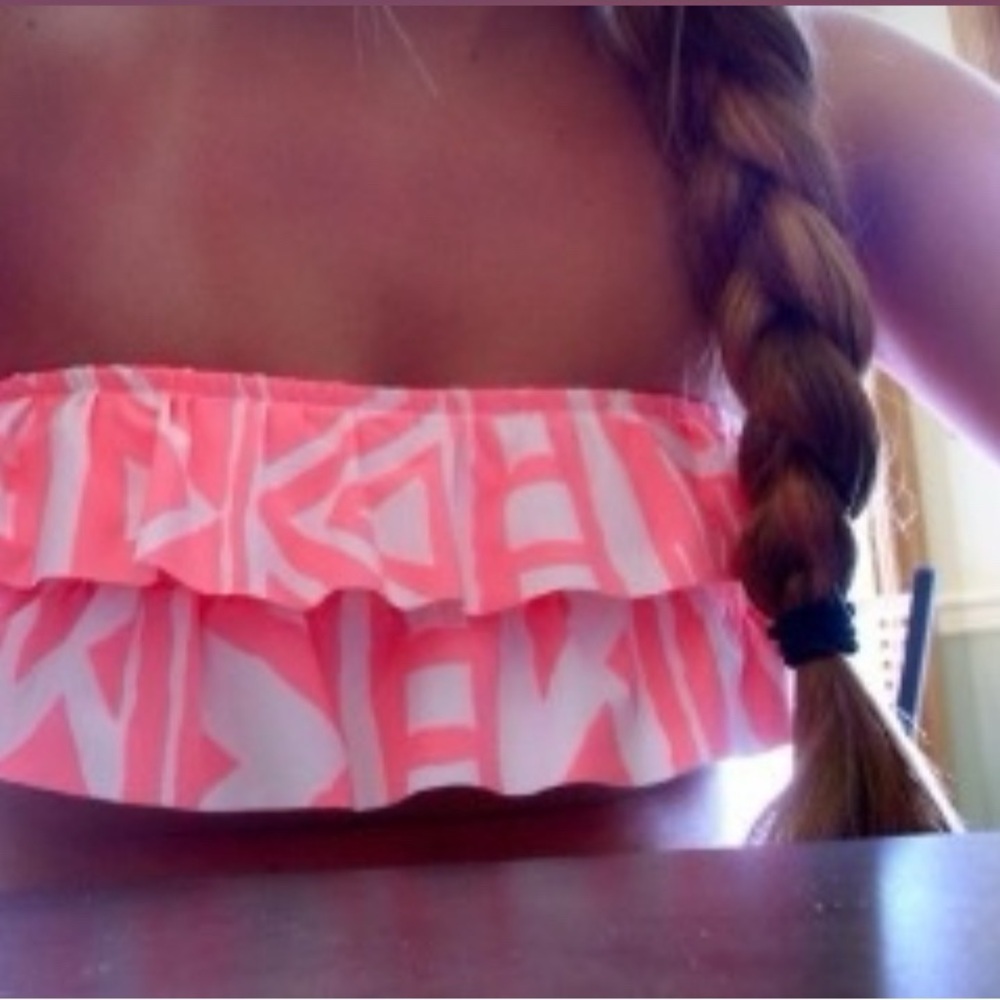 Roxy Swim Pink and white bikini top size large